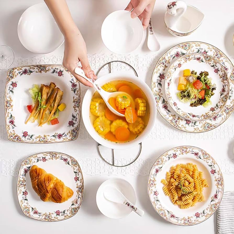 Amazon.com | ACMLIFE Bone China Dinnerware Set for 8, 24